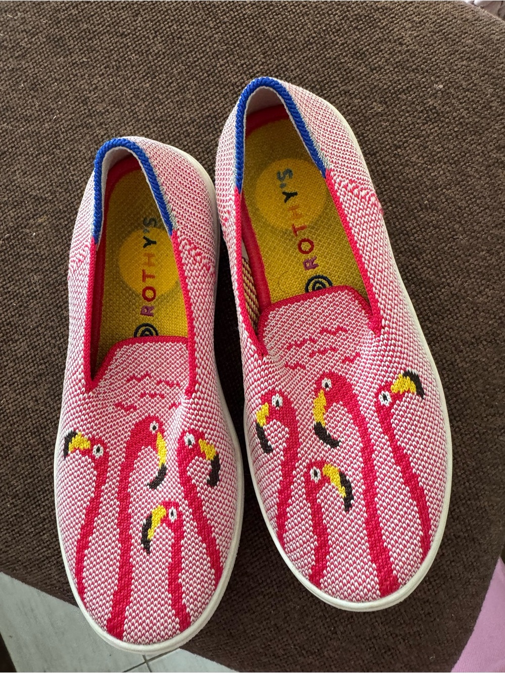 Rothys Pink Flamingo Knit Slip-On Kids Shoes